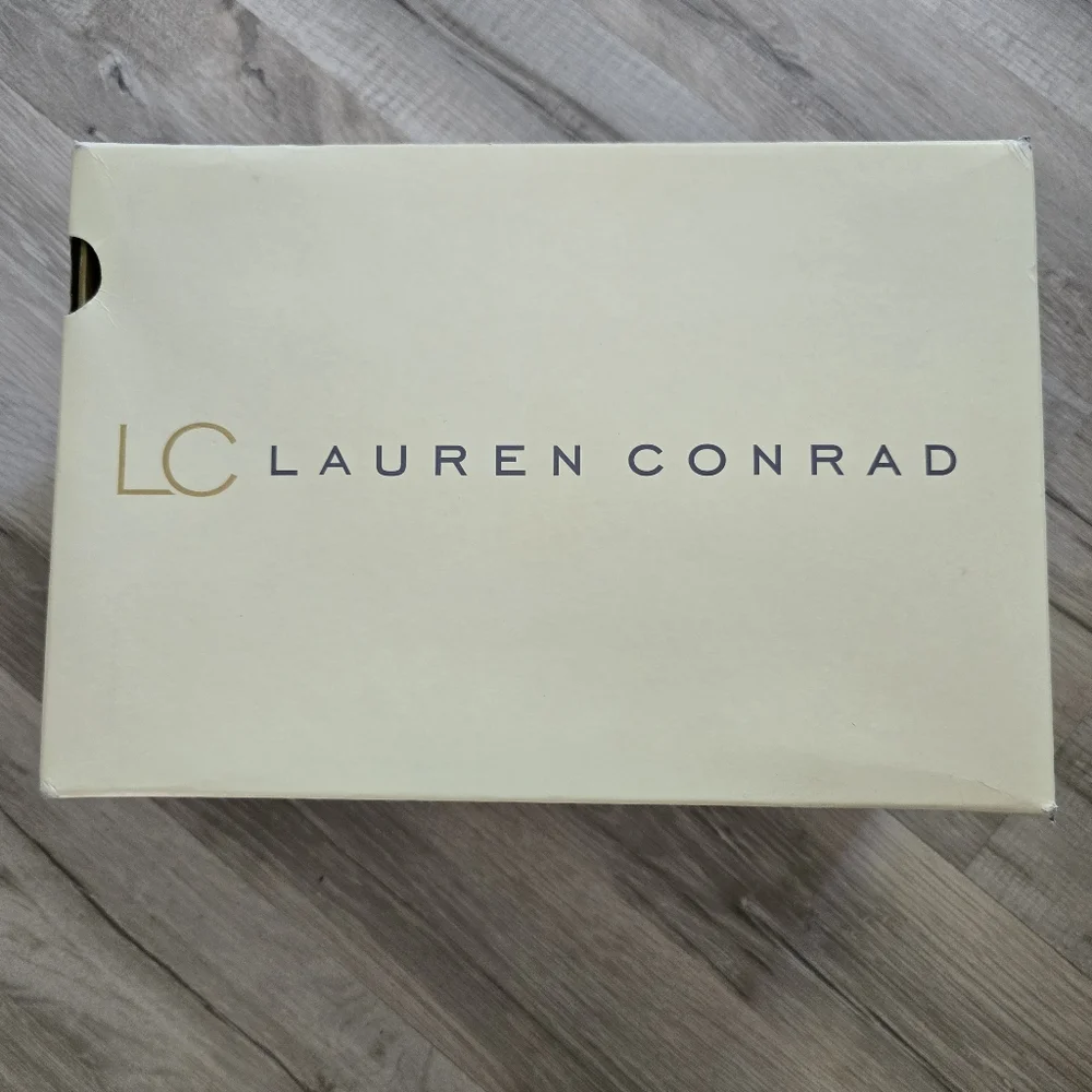Lauren Conrad LC Women's Gwin Espadrille Wedge Sandals 7 Beige Bow NIB NWT